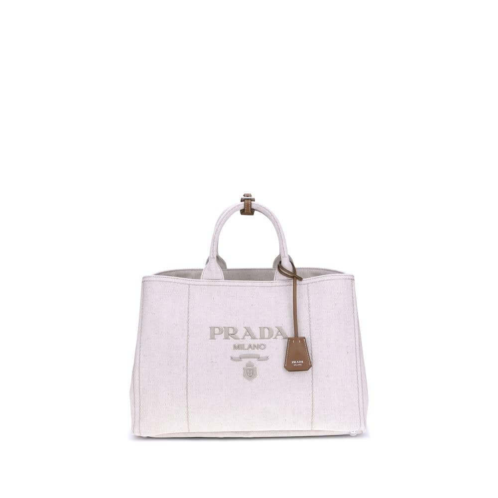 PRADA - Bolso de hombro de algodón color crema