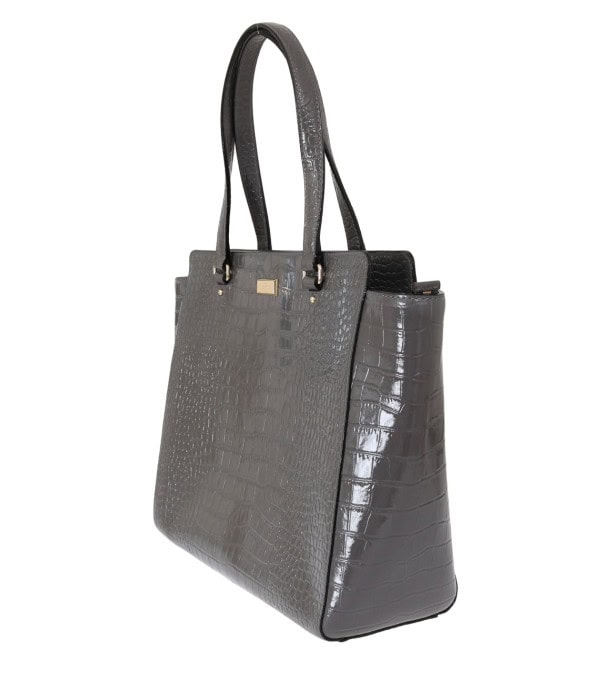 KATE SPADE - Bolso de mano Elisa Bristol Drive de piel con relieve de cocodrilo gris - Image 2