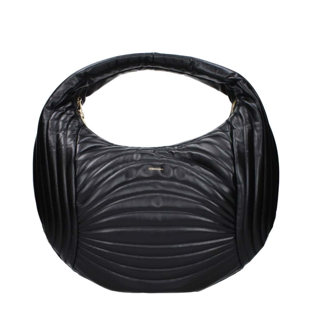 SALVATORE FERRAGAMO - Bolso de mano de cuero negro