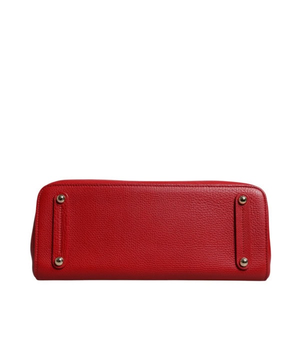 DOLCE & GABBANA - Bolso de asa superior con placa de logo de cuero de ternera roja - Image 4
