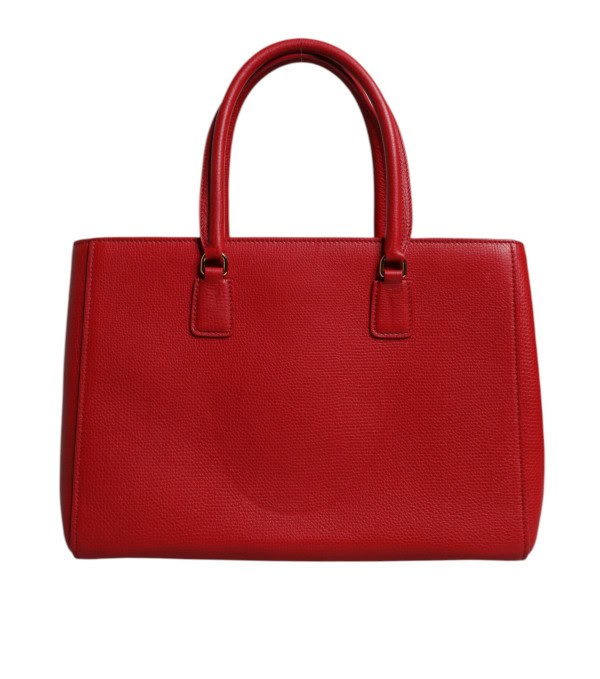 DOLCE & GABBANA - Bolso de asa superior con placa de logo de cuero de ternera roja - Image 5
