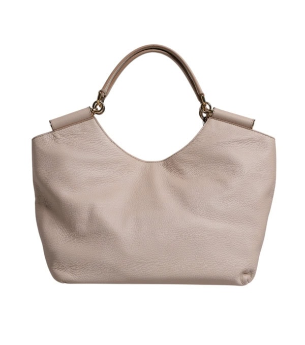 DOLCE & GABBANA - Bolso tote de piel de ciervo rosa claro con placa de logo y asa superior - Image 2