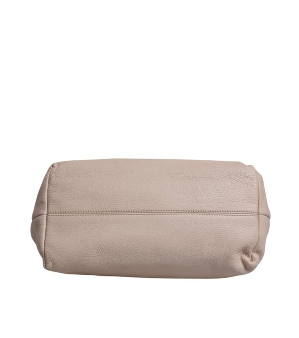 DOLCE & GABBANA - Bolso tote de piel de ciervo rosa claro con placa de logo y asa superior - Image 3