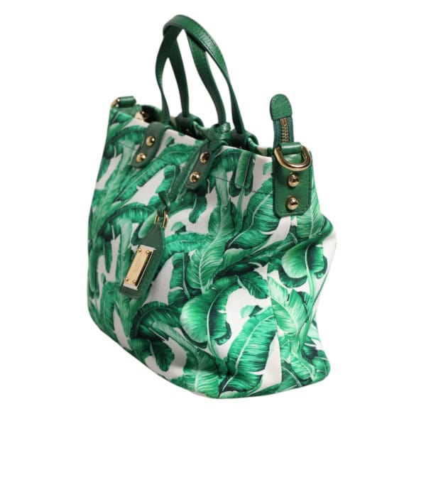 DOLCE & GABBANA - Bolso tote para mujer de lona verde con diseño de jardín botánico - Image 3