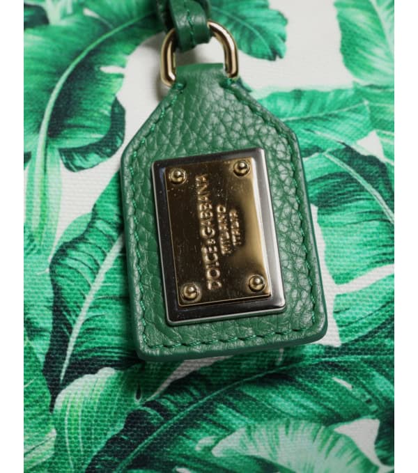 DOLCE & GABBANA - Bolso tote para mujer de lona verde con diseño de jardín botánico - Image 2