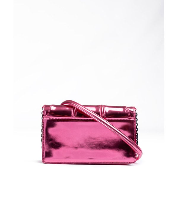 FERRARI - Bolso de cuero patentado rosa metálico con cadena - Image 3