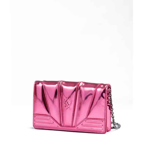 FERRARI - Bolso de cuero patentado rosa metálico con cadena - Image 2