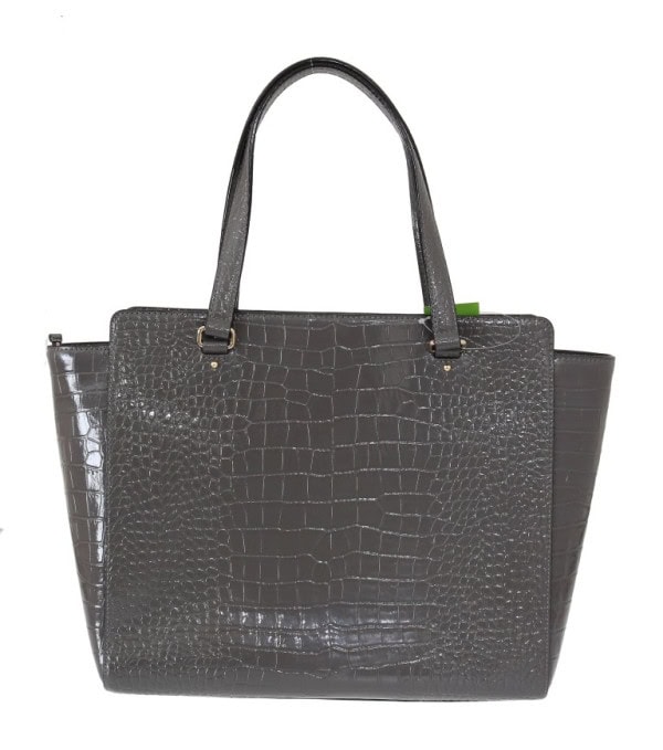 KATE SPADE - Bolso de mano Elisa Bristol Drive de piel con relieve de cocodrilo gris - Image 3