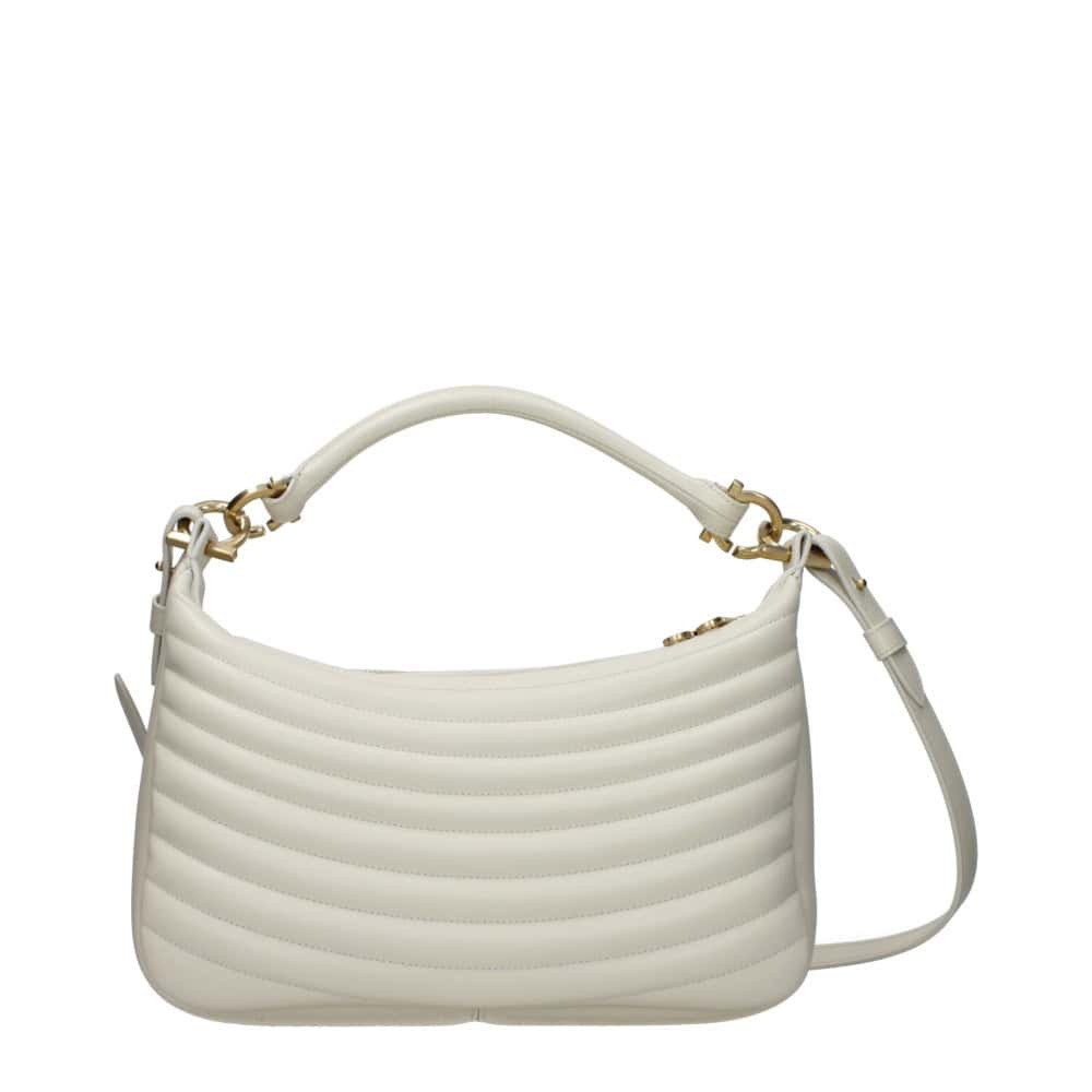 SALVATORE FERRAGAMO - Bolso de mano de piel beige - Image 3