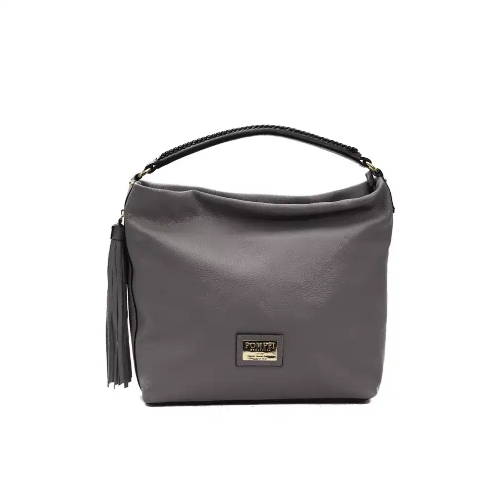 POMPEI DONATELLA - Bolso de hombro de cuero gris para mujer