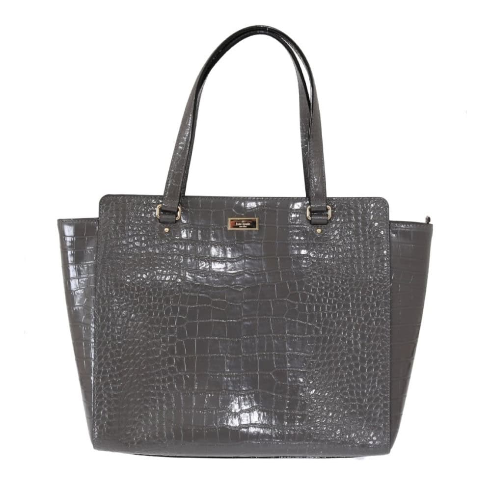 KATE SPADE - Bolso de mano Elisa Bristol Drive de piel con relieve de cocodrilo gris