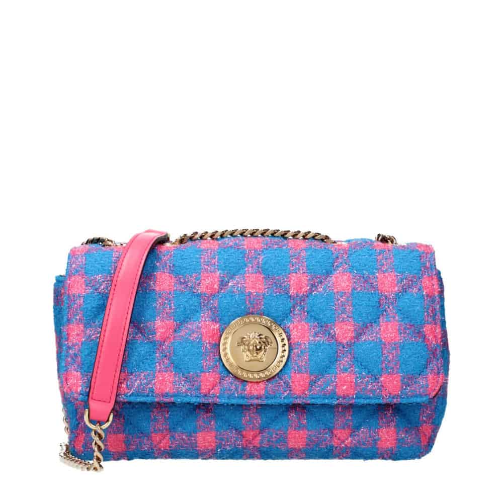 VERSACE - Bolso cruzado de tela azul