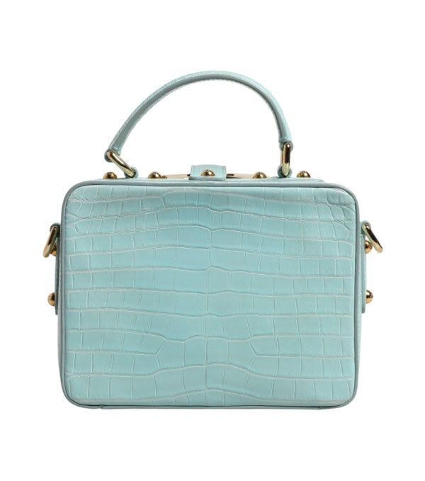DOLCE & GABBANA - Bolso de hombro de cuero con relieve en verde menta y candado - Image 4