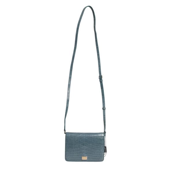 DOLCE & GABBANA - Bolso cruzado mini de piel exótica verde con placa DG - Image 3